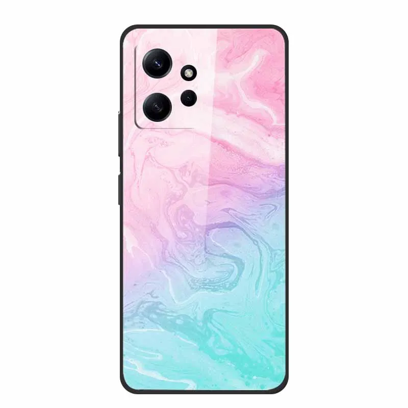 Marble For Redmi Note 12 4G Glass Case Tempered Back Cover Hard Cases For Xiaomi Redmi Note12 4G Protective Shell Colorful Capa