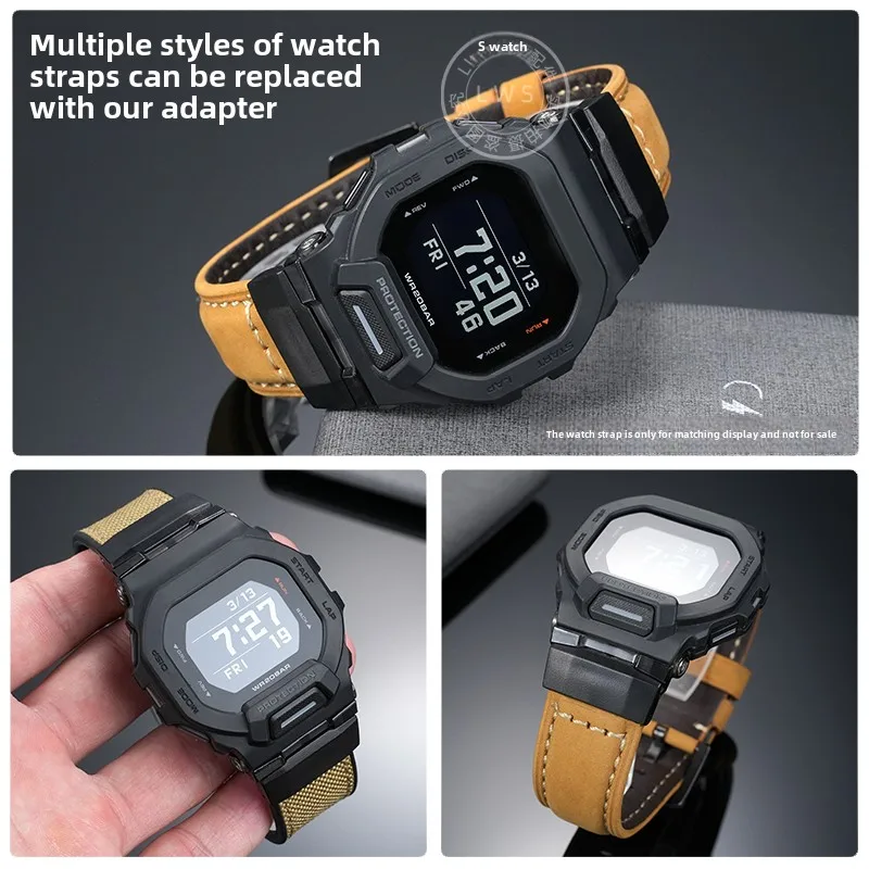 GBD-200 تعديل حزام محول ل كاسيو G-shock GBD-200 حزام ساعة اليد واجهة محول مطاط مقاوم للمياه حزام الساعات محول