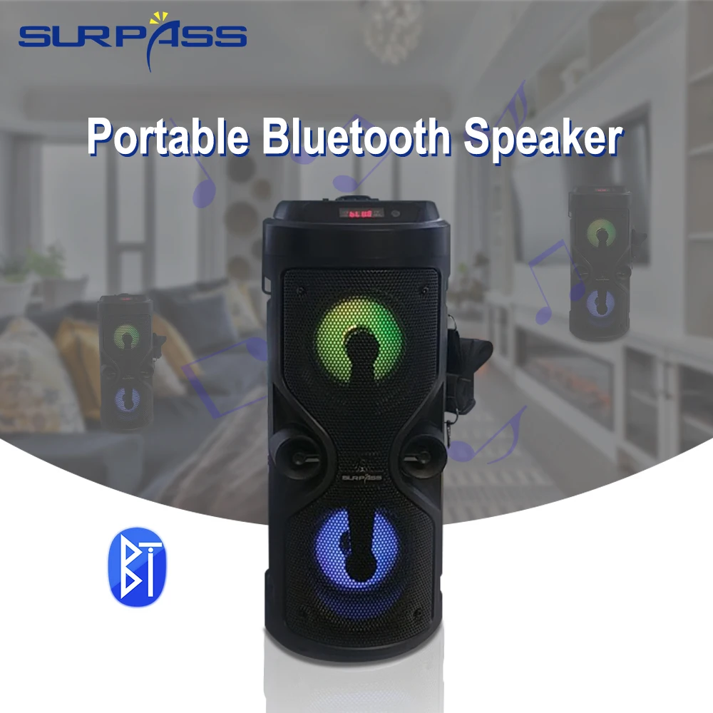 BT Speaker Portable USB Bluetooth-compatible Speaker Amplifier Sound Subwoofer Street Suitcase Acoustics FM With Romete Control