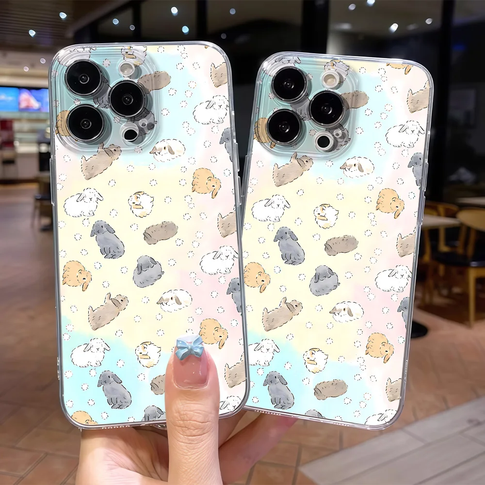 

Fresh Colorful Rabbit Silicone Phone Case for iPhone 17 16 15 14 13 12 11 Pro Xs Max Air Mini 7 8 6 6s Plus SE 2020 2022 Cover