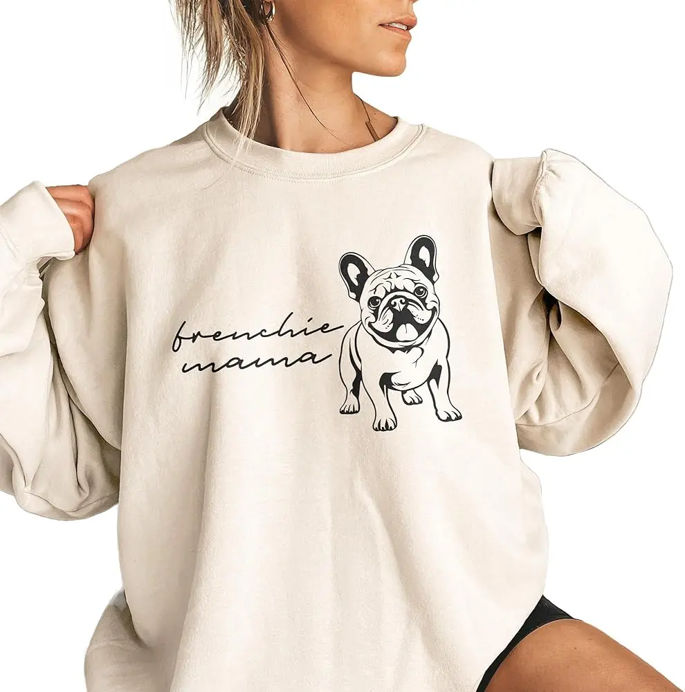 Frenchie Mama Sweatshirt, Cute French Bulldog Pet Parent Sweater, Dog Mom Gift, Dog Lover Shirt,   Summer Short Sleeve