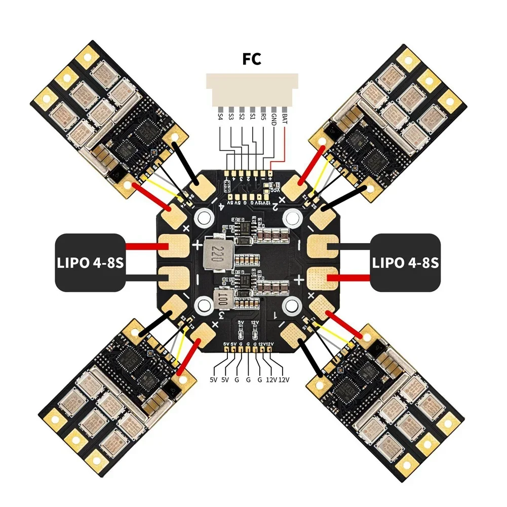 【Hot-Selling!】PDB400A 4~ 12S 400A PDB Distribution Board 30.5Mm 400A Current Sensor For FPV Quadcopter Fixed Wing Model