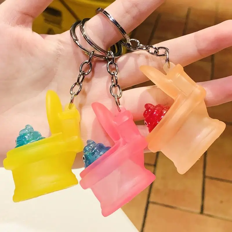 Creative Mini Poop Keychain Funny Tricky Squeeze  Toy Soft Stress Relief Bag Pendant for Party Favor Gifts