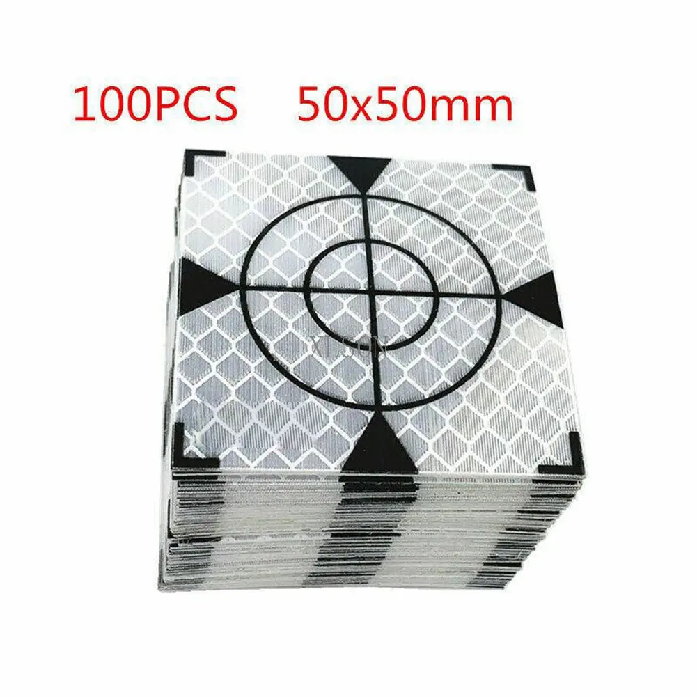 100PCS WHITE FLUORESCENT SHEET TOTAL STATION PARTS REFLECTIVE STICKER 60/50/40/30/20MM TAPE TARGET SURVEYING