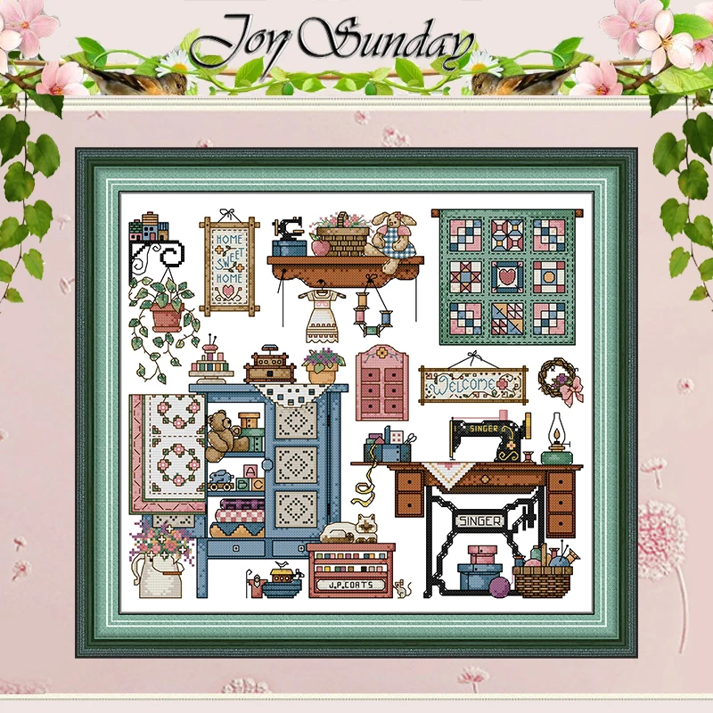 

Love Sewing Patterns Counted Cross Stitch Set DIY 11CT 14CT 16CT Stamped DMC Cross-stitch Kit Embroidery Needlework Home Decor