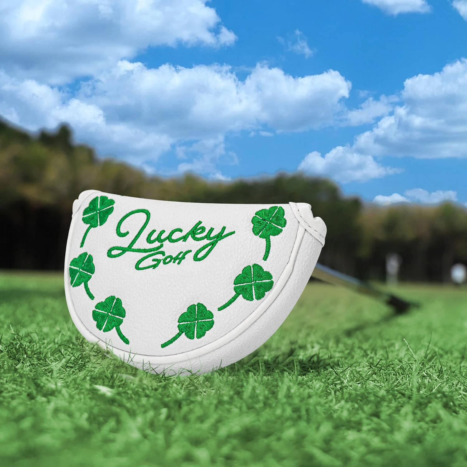 1pc Golf Protective Cover, Golf Putting Cover, Clover Design, Stylish and Durable, Magnetic Closure, Black and White Two Colors image 2