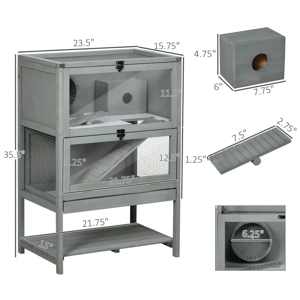 Wooden Hamster Cage, Small Pet Habitat for Mice and Rats