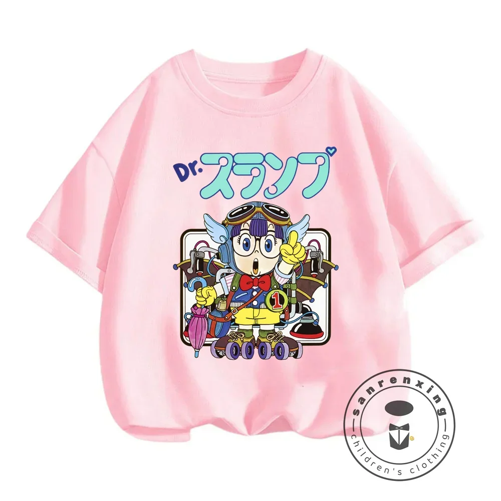 Summertime Style with Adorable Arale! Vibrant Anime Prints for Kawaii O-neck T-shirts, Perfect for Trendy Boys and Girls