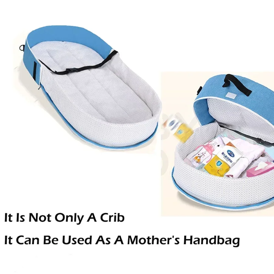 Foldable Baby Bed Versatile Infant Nest with Mosquito Net Four Seasons Multi-functional Mommy Bag Portable Newborns Travel Crib