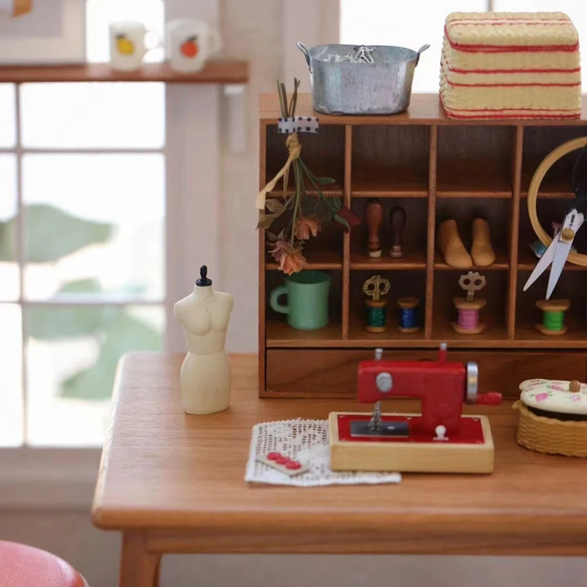 【ABUP】1/6 Cup Holder Storage Rack Solid Wood Mini Bookcase Cabinet Doll House Mini Model Dollhouse Studying Room Accessories