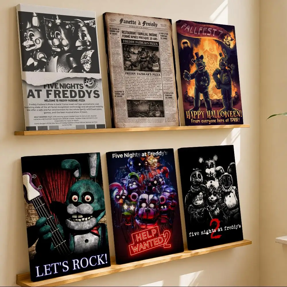 Game F-Five Nights at Freddy's Framed Wall Painting Wooden Framed Canvas Poster Wall Art HD Waterproof Print Home Decor