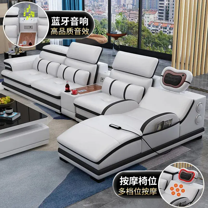 Leather sofa first layer cowhide modern simple multi-functional massage storage concubine size apartment leather art sofa