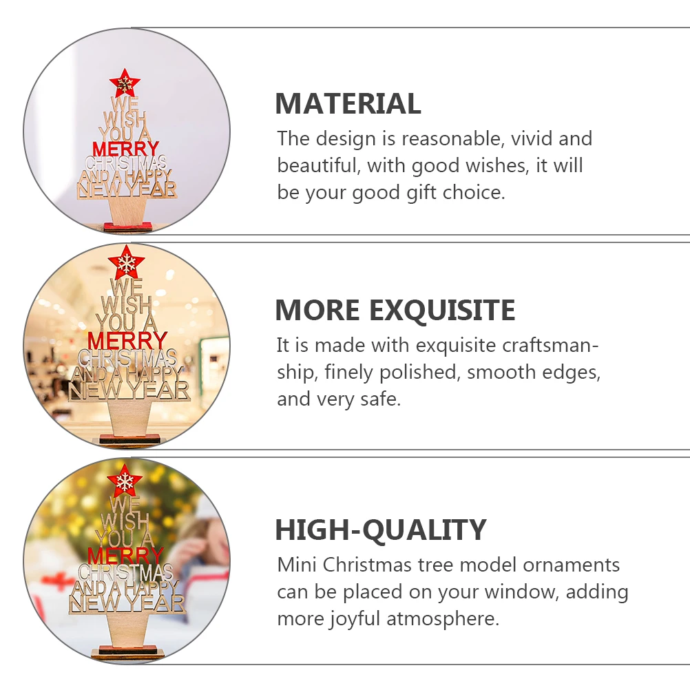 

2Pcs Mini Christmas Tree Wooden Models Xmas Ornament Party Decoration Tabletop Xmas Tree Crafts Christmas Party Decor