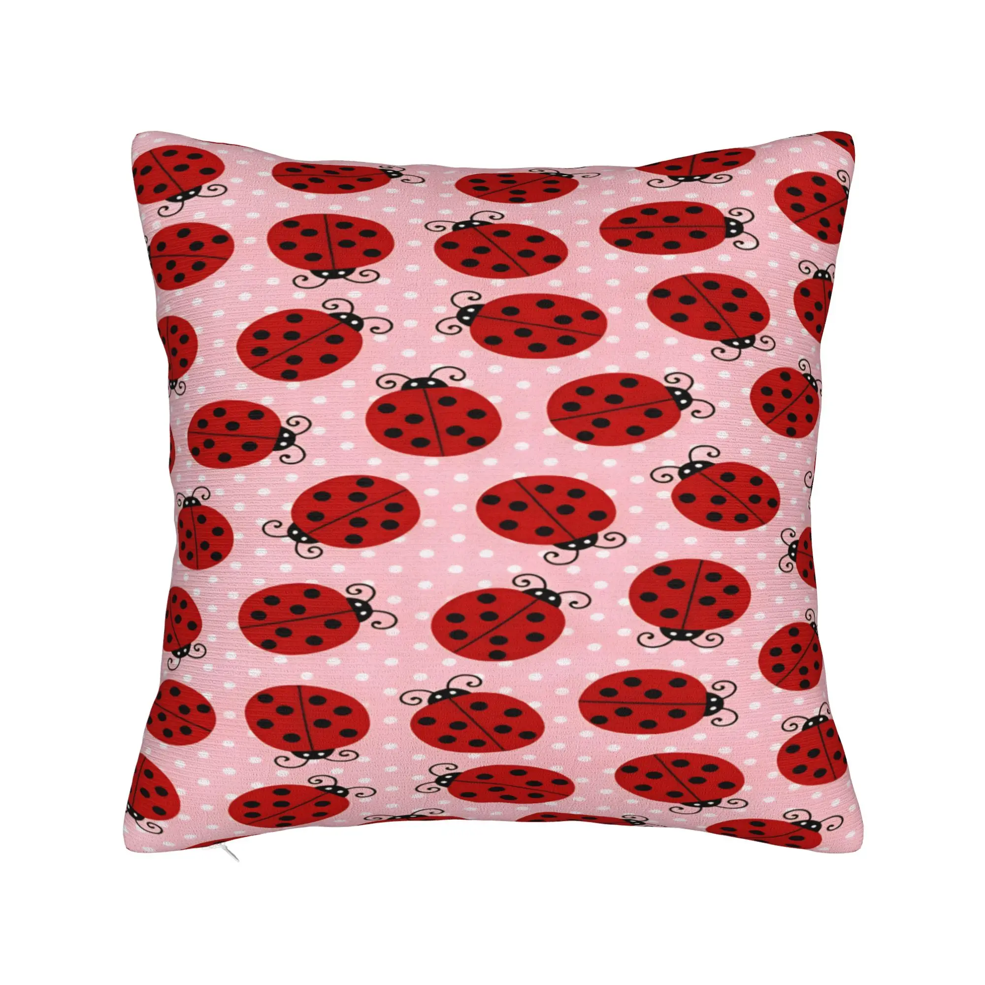 Ladybug Pink Polka Dot Pillow Cover  Vintage Pillow Case For Sofa Home Decoration Design Cushion Cover Birthday Present
