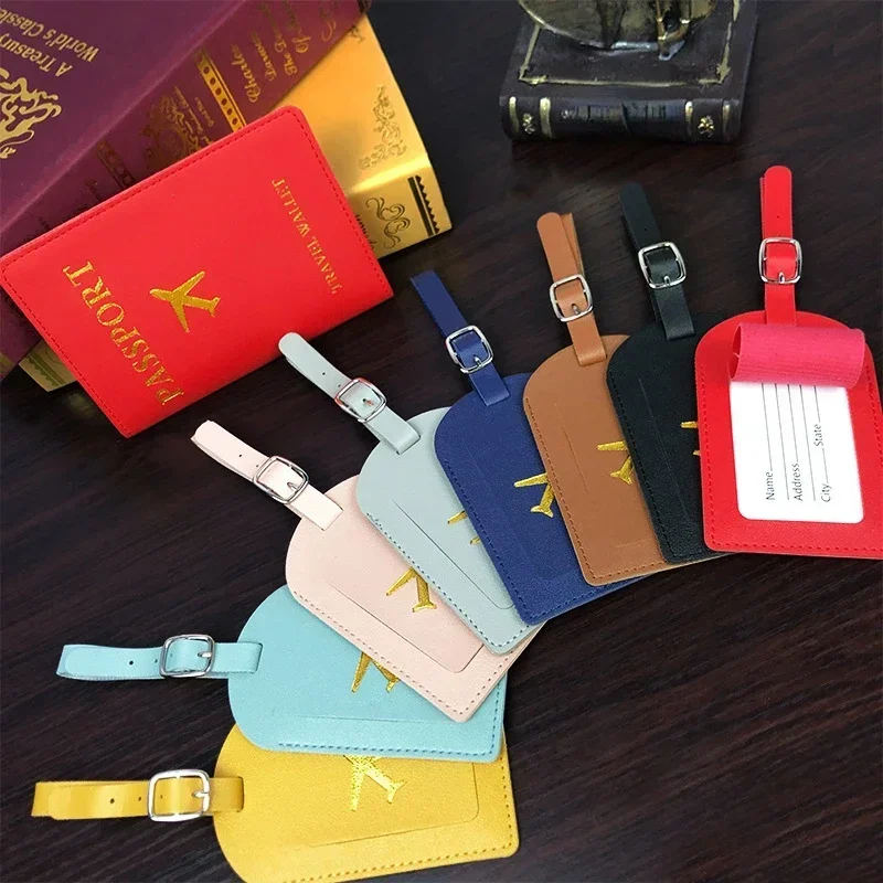 Leather Luggage Tag/passport Cover Travel Suitcase Bag Accessories ID Card Address Name Holder Label Baggage Boarding Bag Tag