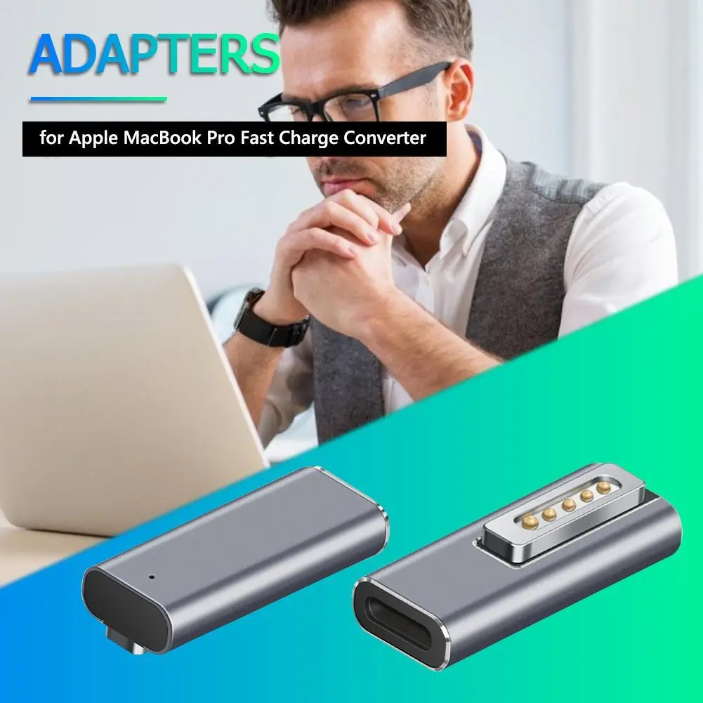 USB Type C Magnetic PD Adapter for Magsafe 1 2 MacBook Air Pro Led Indicator Fast Charging Magnet Plug Converter 20V/5A 45W/60W