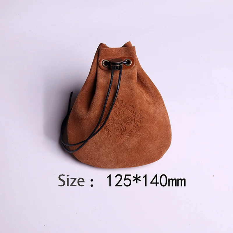 Genuine Leather Jewelry Organizer Suede Leathe Coin Purse Money Pocket Cowhide LeatherDrawstring Storage Bag