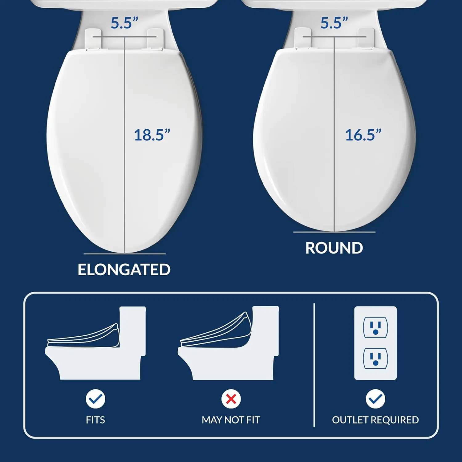 Bio Bidet Round White Bliss BB-1700 Bidet Toilet Seat