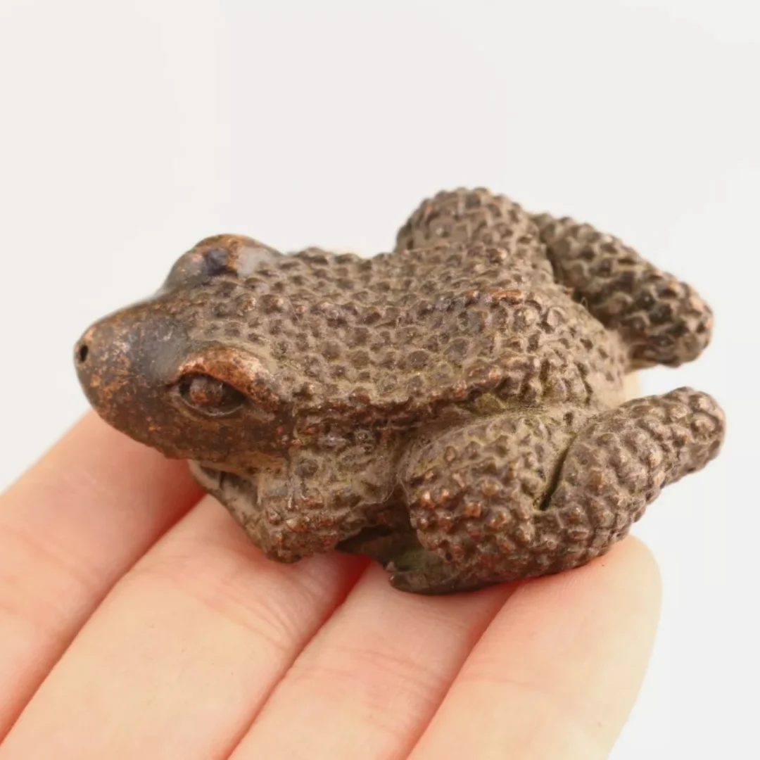تمثال ضفدع جينشان مصنوع يدويًا من البرونز الصيني، شخصية قابلة للجمع، فن الشاي للحيوانات الأليفة #1