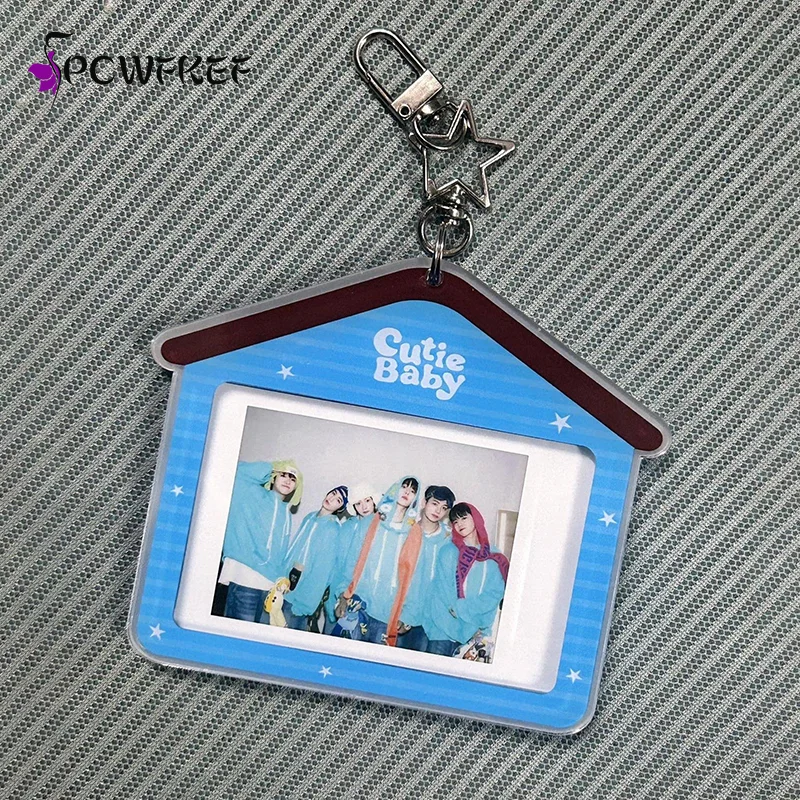 Acrylic INS Style Portable Mini Three-Inch Card Holder Idol Photo Storage Keychain Pendant Bag Charm