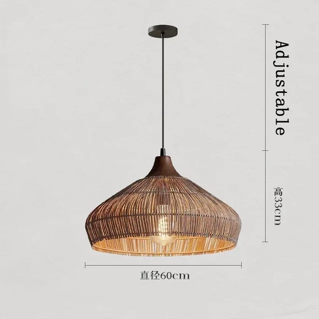 BUHAY HARP Hanglamp Vintage Rotan Wicker Kroonluchter voor Restaurant Woonkamer Slaapkamer handgemaakte rotanlamp