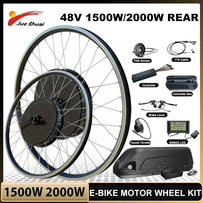 

E-bike Conversion Kit 48V 1500W 2000W Rear Hub Motor Wheel Kit with 13AH /20AH /24AH Lithium Battery MTB Bicycle