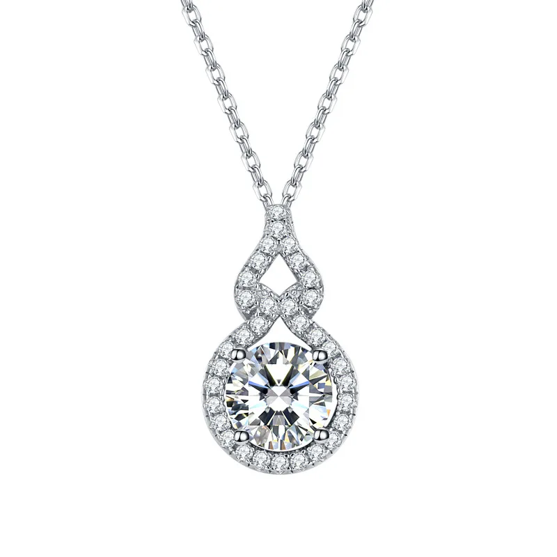 OXTAO D-Farbiger Moissanit Infinity-Anhänger Halskette für Damen Echtes 925 Sterling Silber Verlobungs-Luxus Schmuck in Kürbisform – Detail 8