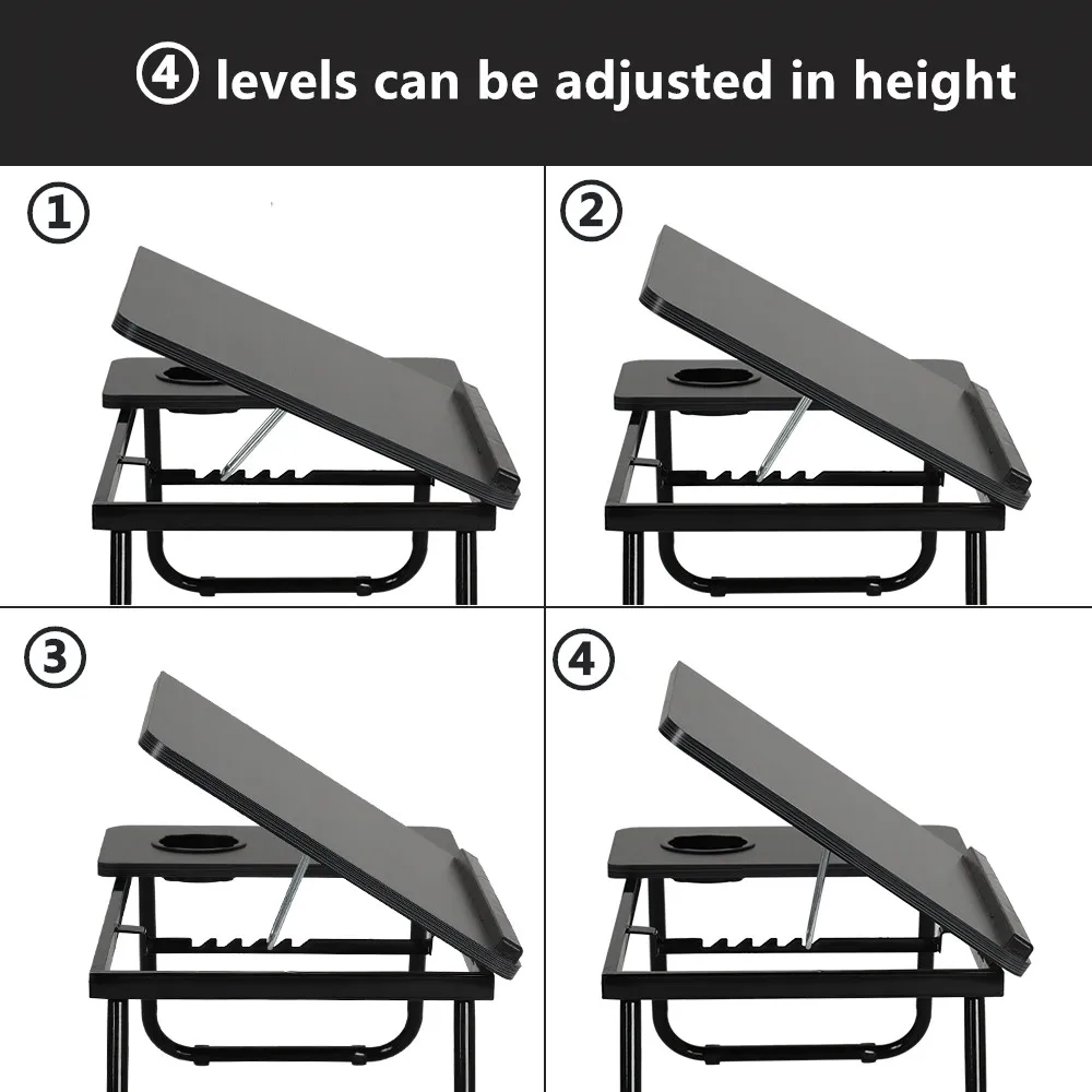 Klappbarer Laptop-Schreibtisch für Bett Tragbares Computer tablett für Sofa tisch zum Schreiben von 4 Winkeln verstellbarer Laptop-Tisch mit Getränke halter