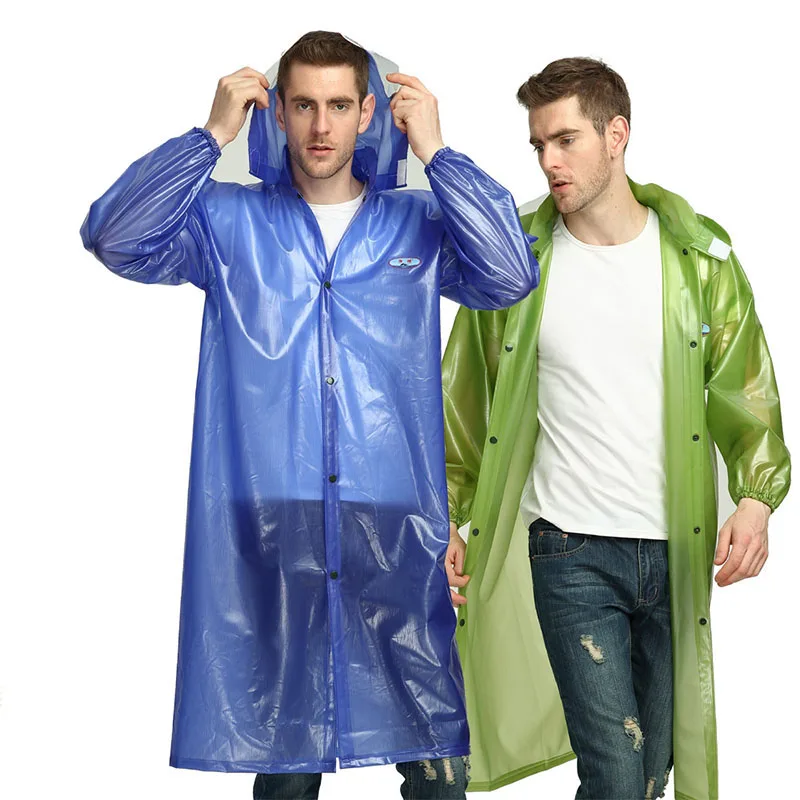 Fashion Men‘s Waterproof Raincoat Lightweight Motorcycle Rain Poncho Jacket Hooded Reusable Rain Gear for Outdoor Hiking Camping