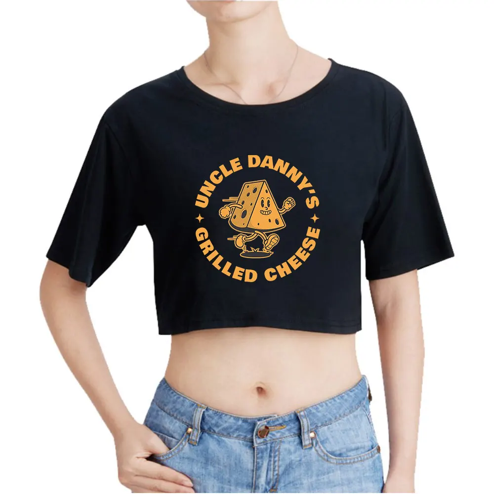 Shane Gillis Queso a la parrilla tío Danny Vintage 90s Crop Top ombligo expuesto camiseta de gran tamaño ONeck Tops mujer camisa divertida moda