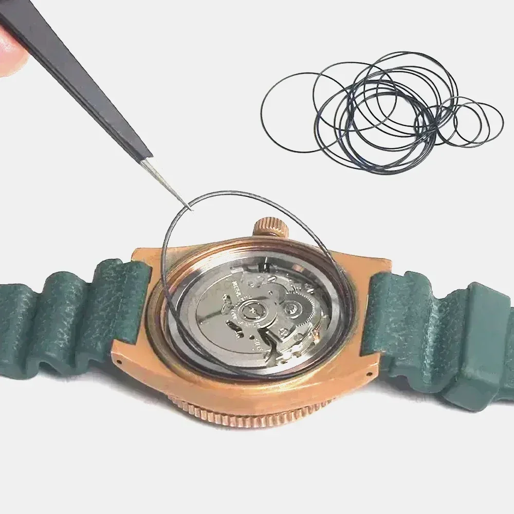 أدوات إصلاح الساعة 1 صندوق ساعة حافظة مطاطية مقاومة للماء O-حلقة مقاومة للزيت ساعة الغطاء السفلي طوقا 0.5/0.6 مللي متر O-حلقة ختم طوقا