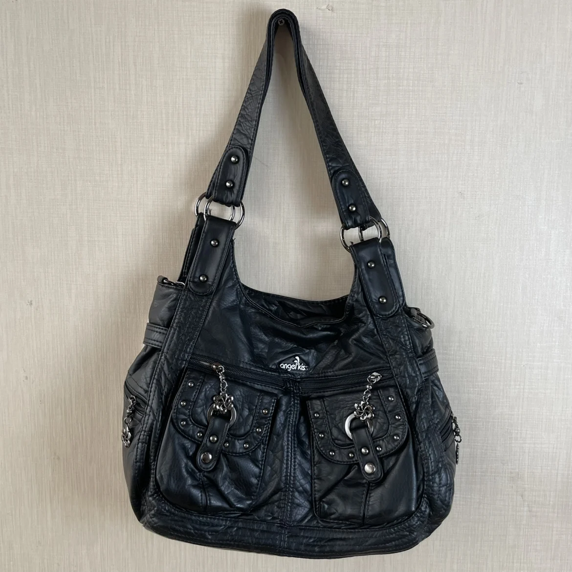 

Angel Kiss Y2K панк мотоциклетная сумка многоэтажная сексуальная большая сумка-тоут с заклепками подмышками повседневная женская сумка Oulder