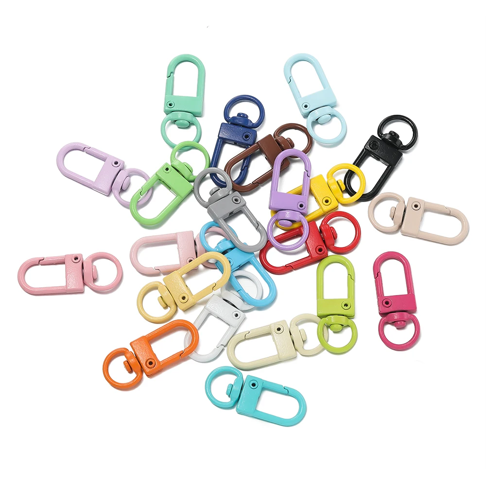 10pcs/Lot Colorful Snap Lobster Clasp Hooks for DIY Colorful Trinkets Making Rotating Pet Keychain Bag Keyring Accessories