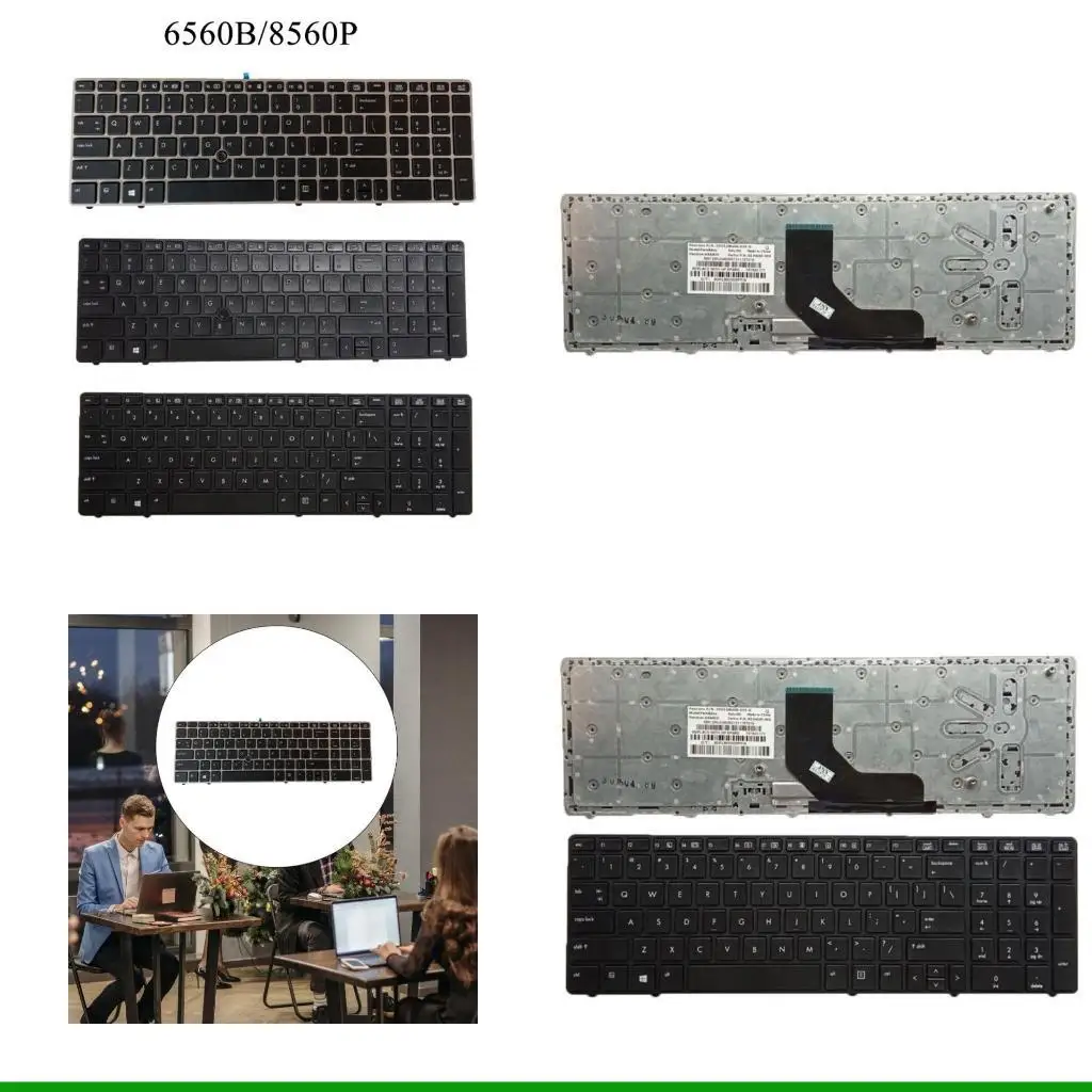 U55C US-Laptop-Tastatur mit Rahmenzeiger für ProBook 6560B/EliteBook 8570P 8560P Laptop Schwarz Englische US-Tastaturen