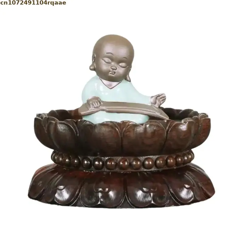 Miniature Ebony Wooden Base Buddha Statue Figurines Display Stand Altar Table Vase Flower Pot Bonsai Sorting Table Log Lathe