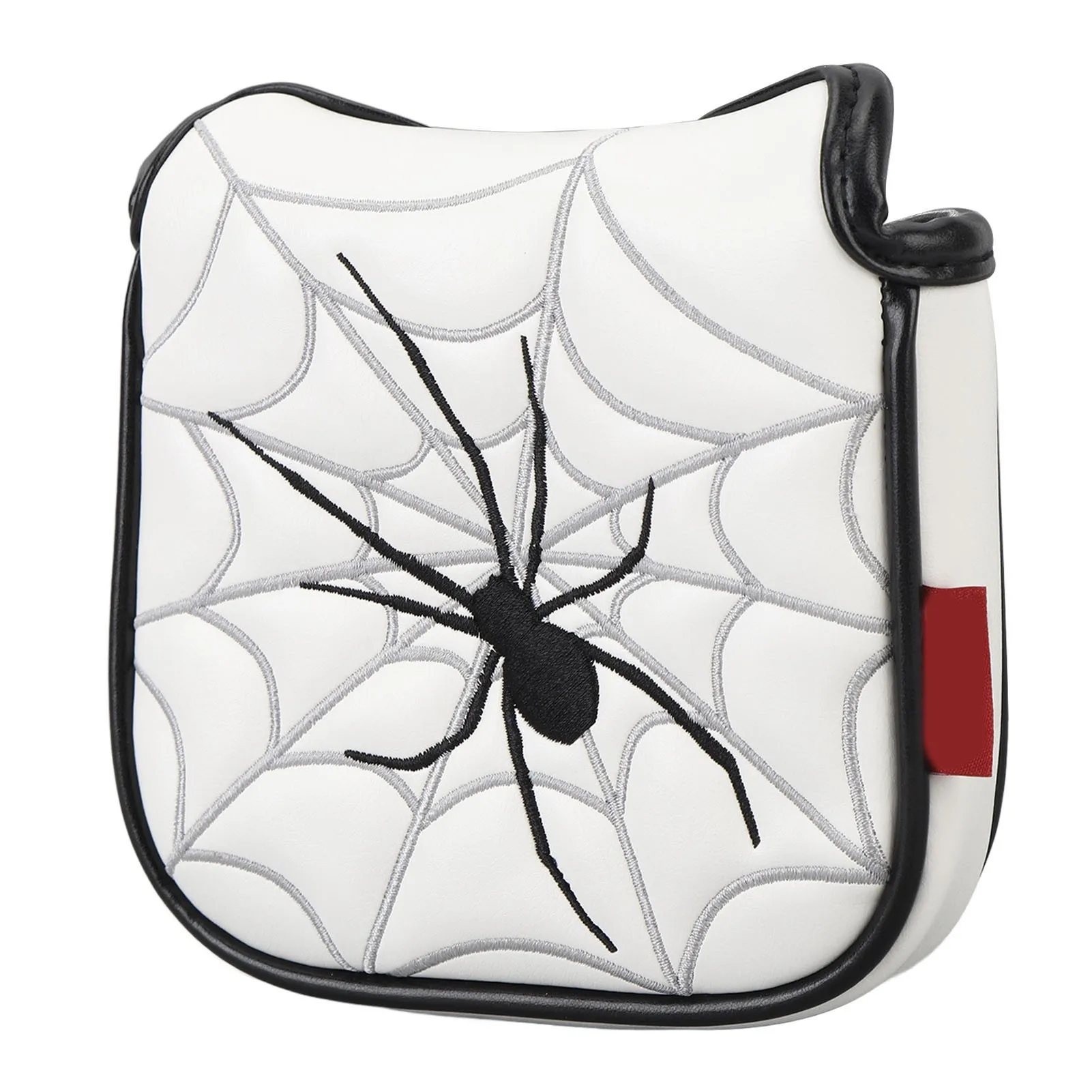 Putter Cover Spider Embroidered Pattern White Water Proof Soft Plush Lining PU Putter Headcover