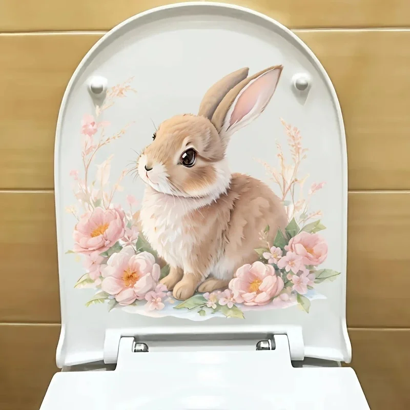 

MT1152# Cute Bunny Decal Bedroom Entryway Living Room Porch Home Decoration Wall Stickers, Removable Toilet Stickers