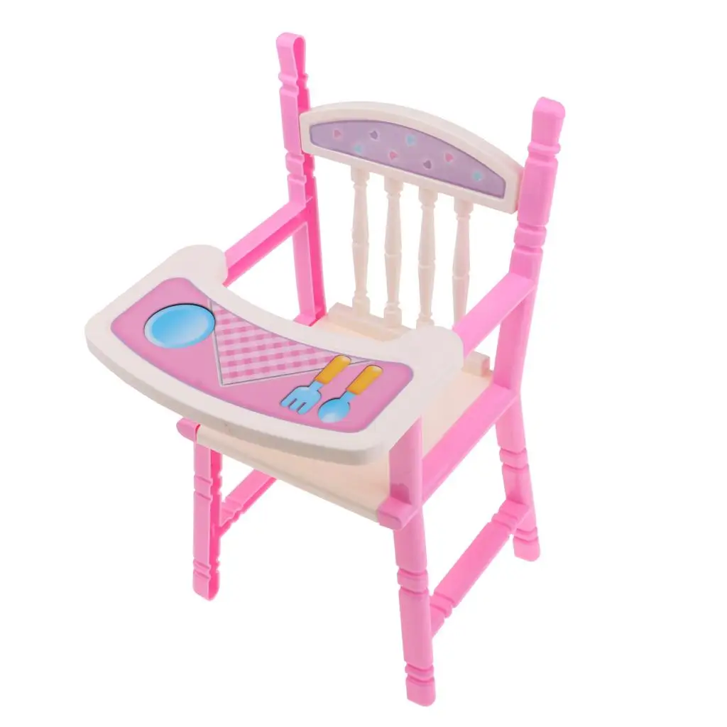 Silla alta rosa, modelo de silla de comedor para accesorios de muñecas Reborn Girl de 9-11 pulgadas