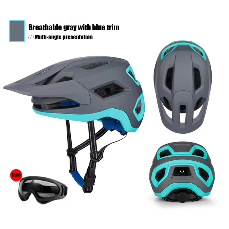 2 pezzi casco da equitazione per bici occhiali tuta veicolo elettrico casco da bicicletta da strada da montagna ciclismo PC casco di sicurezza leggero per respirare