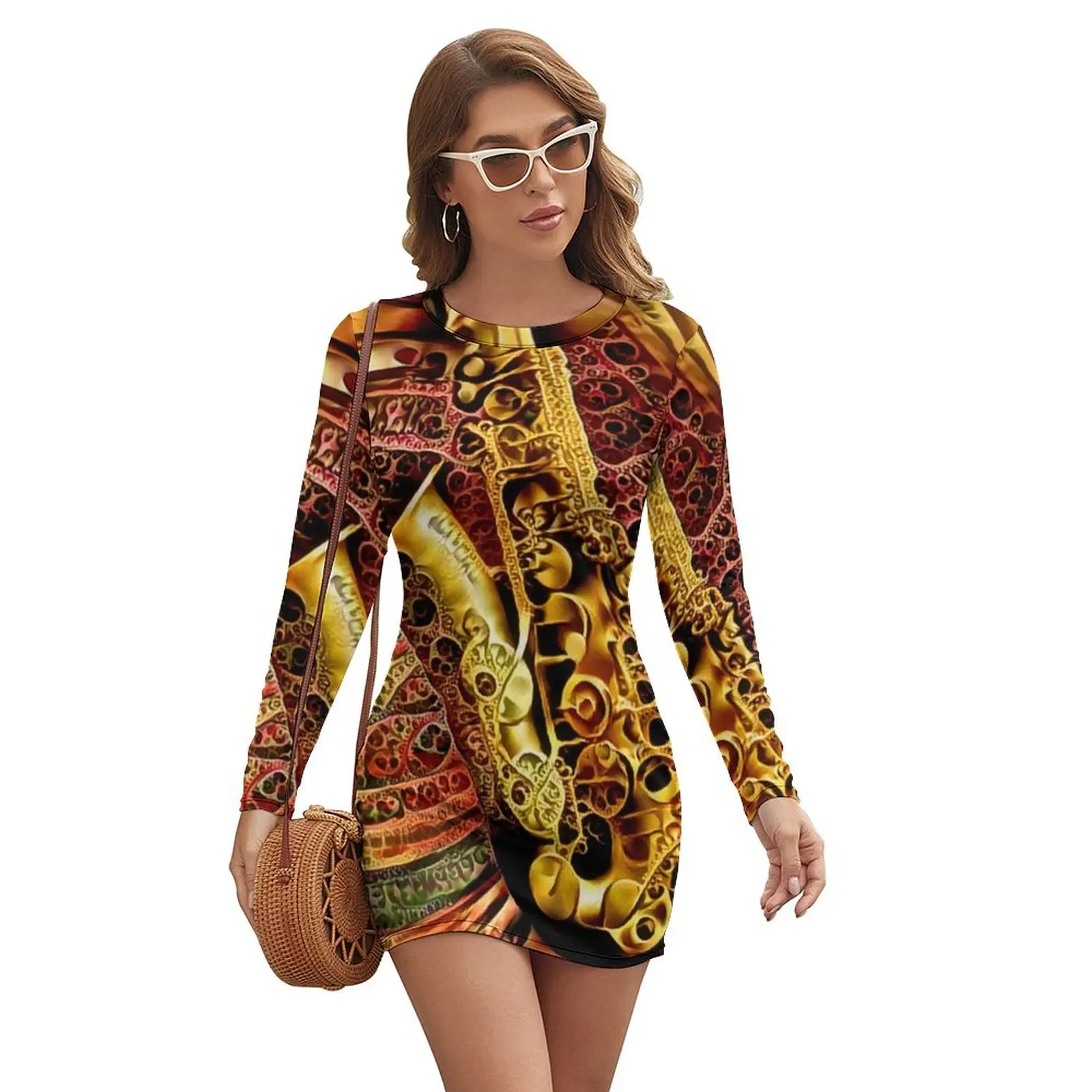 

Ornamented saxophone Long-sleeved Dress summer women's suit luxury dress elegant women's dresses sale