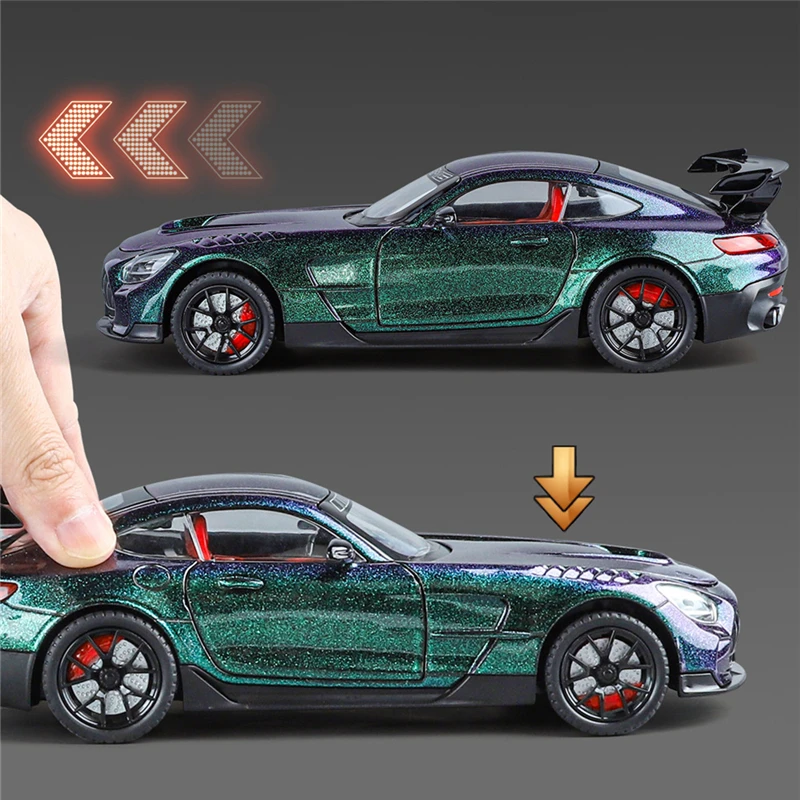 1/24 Benzs-GT GTR Alloy Sports Car Model Diecasts Metal Modified Racing Car Vehicles Model Simulation Sound Light Kids Toy Gift