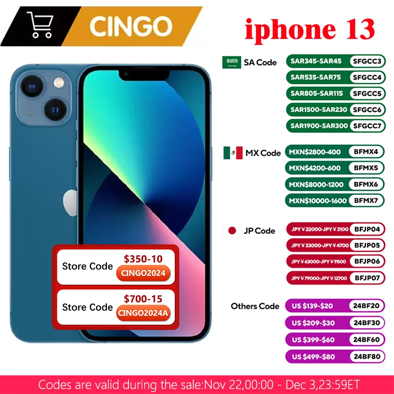 Original iPhone 13 128GB/256GB ROM Unlocked A15 Chip IOS 5G Smartphone Face ID 6.1