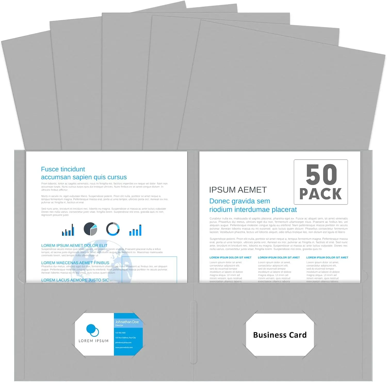 

Папки с двумя карманами, 50 штук, формат Letter, для школы, офиса, дома, бизнеса, серые