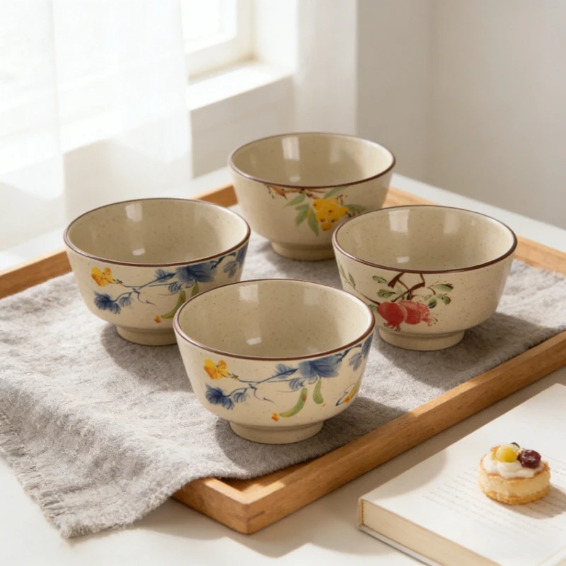 

New Underglaze Chinese Style Rice Bowl Household High Value Noodle Bowl Dessert Bowls Rice Soup Bowl Ceramic Tableware Daily Use
