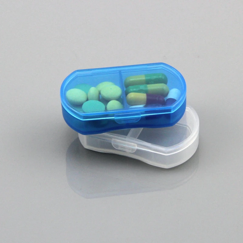 علبة حبوب منع الحمل الصغيرة 2 شبكات اللوحي منظم حبوب منع الحمل صندوق توزيع المنزل السفر الصباح والسهرات الطب Boxex