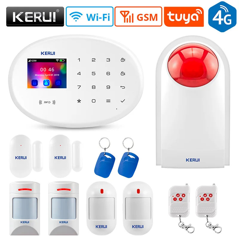 

KERUI W204 Tuya 4G hikvision Security Alarm System Smart Home Remote Control Door Sensor Motion Detector Siren