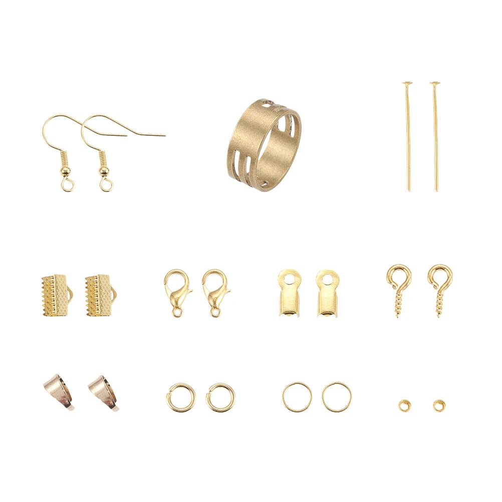 

Golden Diy Earring Making Kit Creative Charm Ear Stud Handmade Accessories For Christmas Halloween Birthday Gift (Single Box)