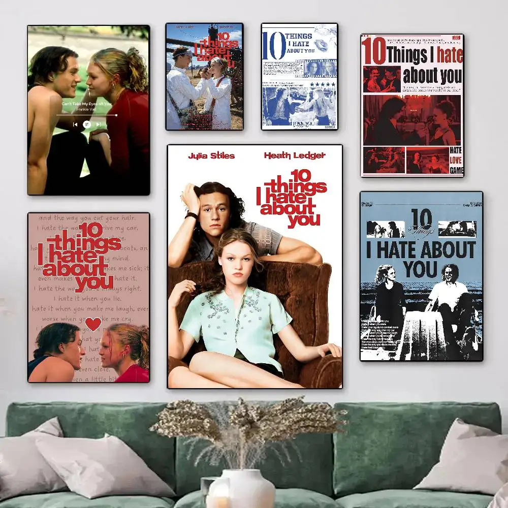 1 Stück Vintage-Filmposter „10 Dinge, die ich an dir hasse“ HD-Druck Vintage-Wandkunst-Dekoration für Zuhause, Arbeitszimmer