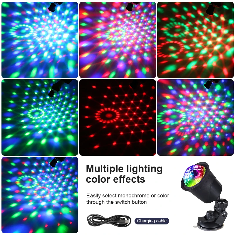 1pc Colorful Magic Ball Atmosphere Sound Control Music Rhythm Light Multi Mode Rotating Projection Light Atmosphere Creation.