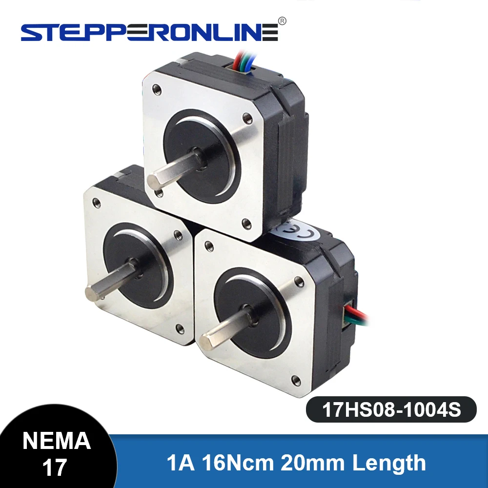 STEPPERONLINE 17HS08-1004S Nema 17 Stepper Motor 20.5mm 16Ncm 1A 42 Step Motor 4-Lead for Extruder CNC XYZ 3D Printer